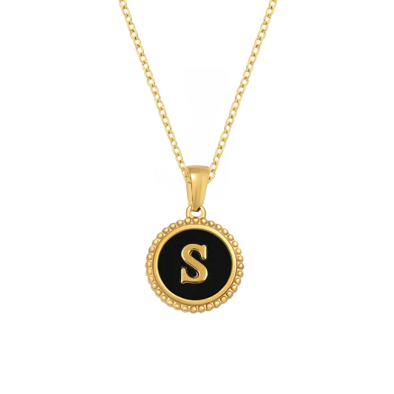 Birthstone Necklace for Women-Noire Initial Necklace