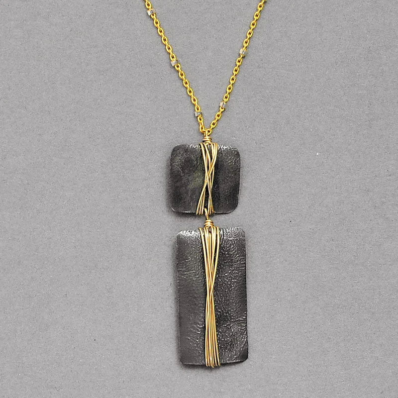 Gold Chain Necklace for Men-Funky Rectangle and Square Necklace  (N584OXG)