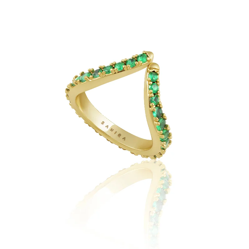 Elegant Sapphire Ring-Alara Emerald CZ Ring