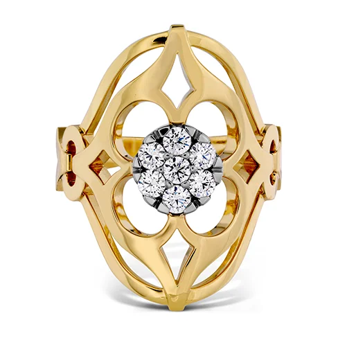 Men’s Gold Signet Ring-Hearts On Fire Copley Pave Right Hand Diamond Ring