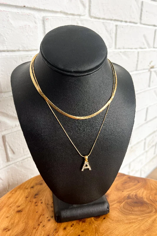 Vintage Chain Necklace-18K Diamond Initial Necklace