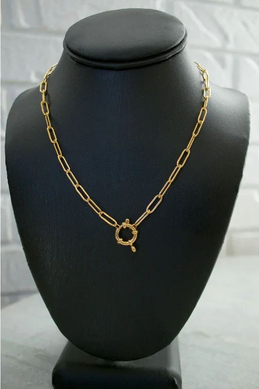 Geometric Pendant Necklace-18K Emily Charm Clasp Necklace