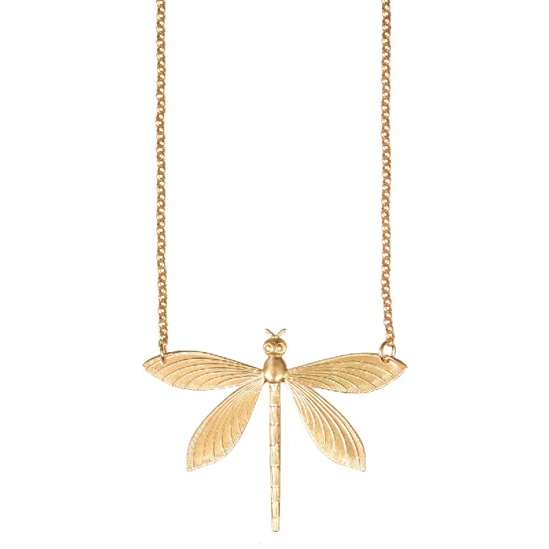 Handmade Gold Necklace-Gold Dragonfly Necklace