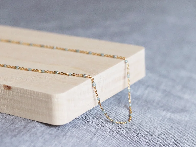 Minimalist Gold Necklace-Beaded Chain Necklace