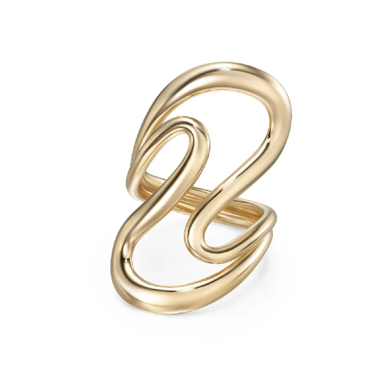 Unique Sterling Silver Ring-HANNAH RING Large (Gold)