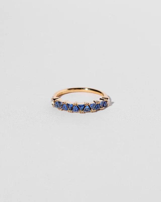 Two-Tone Engagement Ring-Eleven Trillion Ring - Blue Sapphire