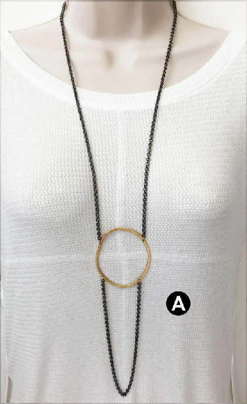 Long Chain Necklace-Rolo Hoop Necklace  (N1371)