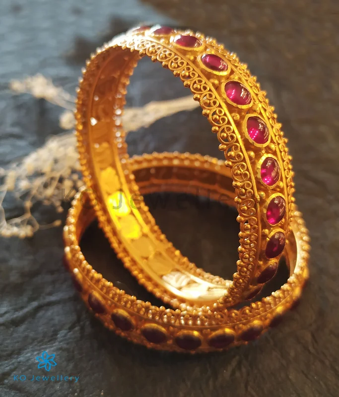 Gold Gemstone Bracelet-The Advaya Silver Kemp Bangle(Size 2.2/2.4/2.6/2.8)