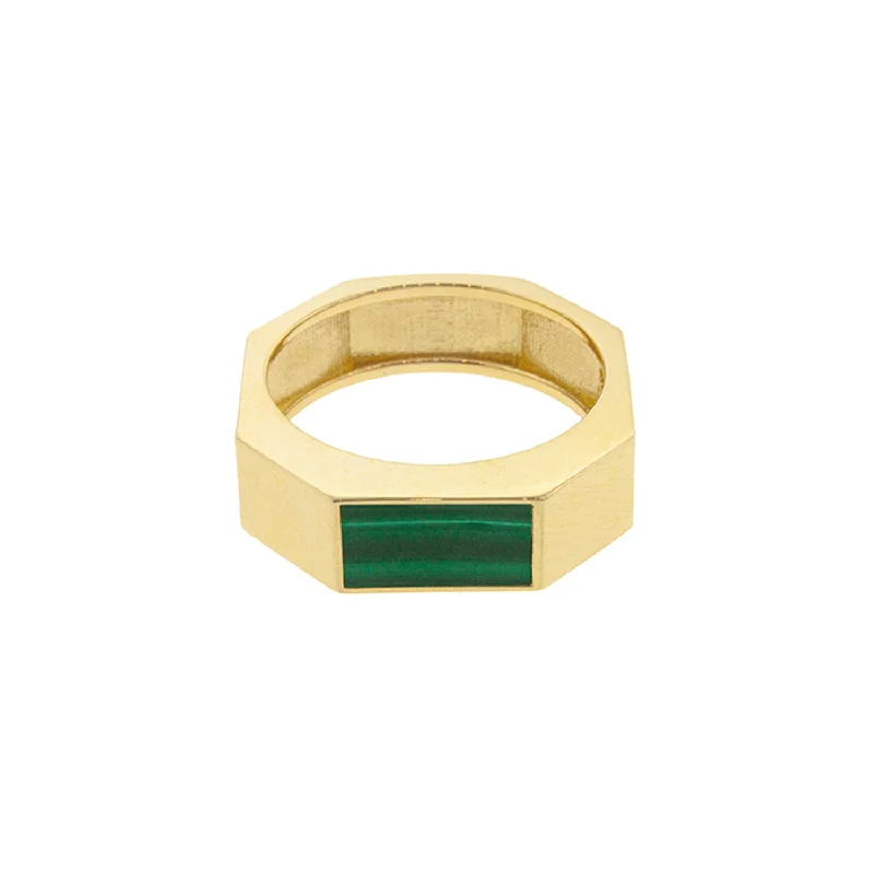 Customizable Wedding Ring-Gemstone Geo Ring with Malachite