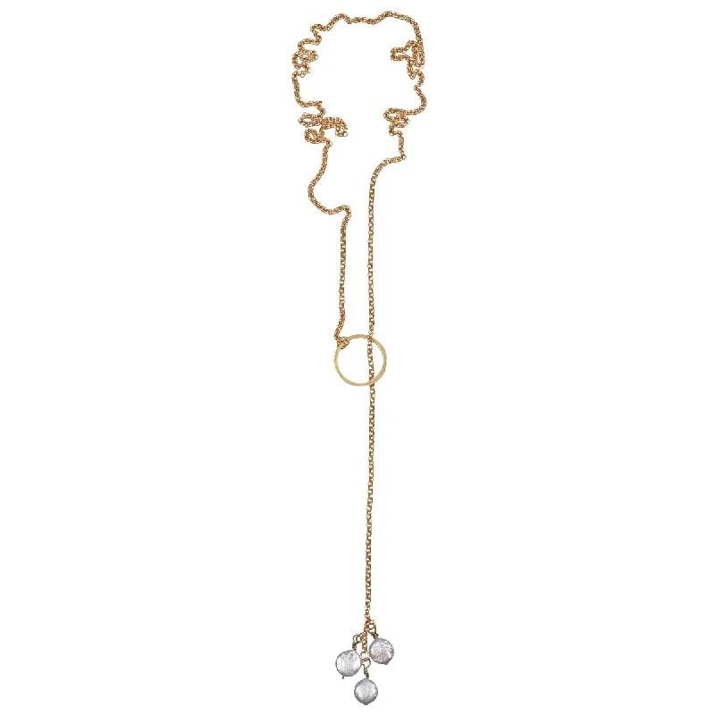 Designer Diamond Necklace-Pearl Lariat Necklace