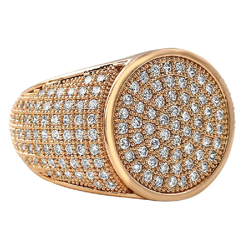 Bohemian Gemstone Ring-Round Rose Gold CZ Micro Pave Bling Ring