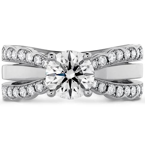 Adjustable Silver Ring-Hearts On Fire Lorelei Double Diamond Row Engagement Ring