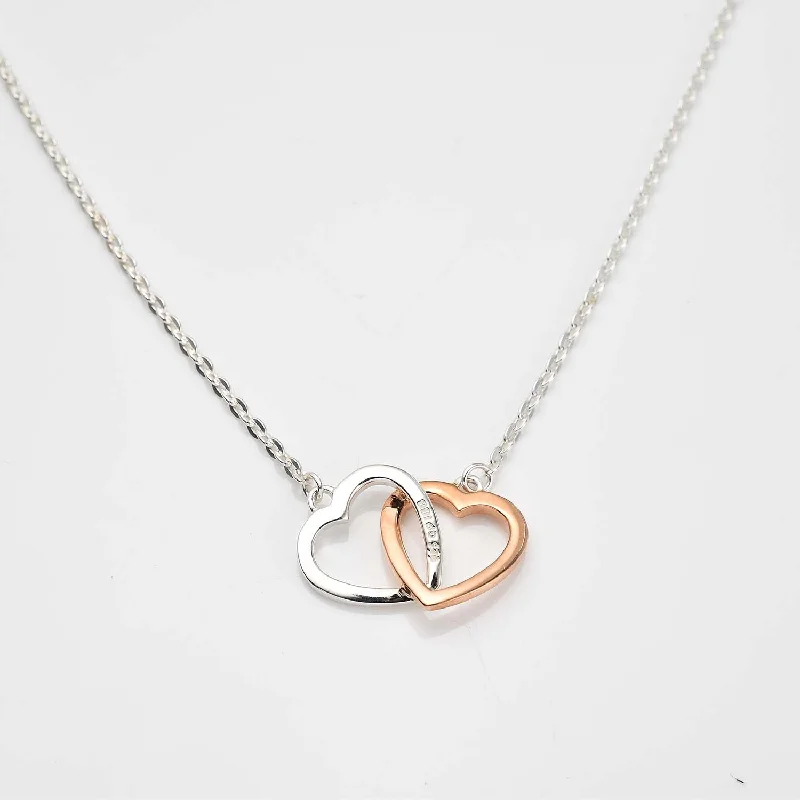 Silver Infinity Necklace-Linked Heart Dual Necklace