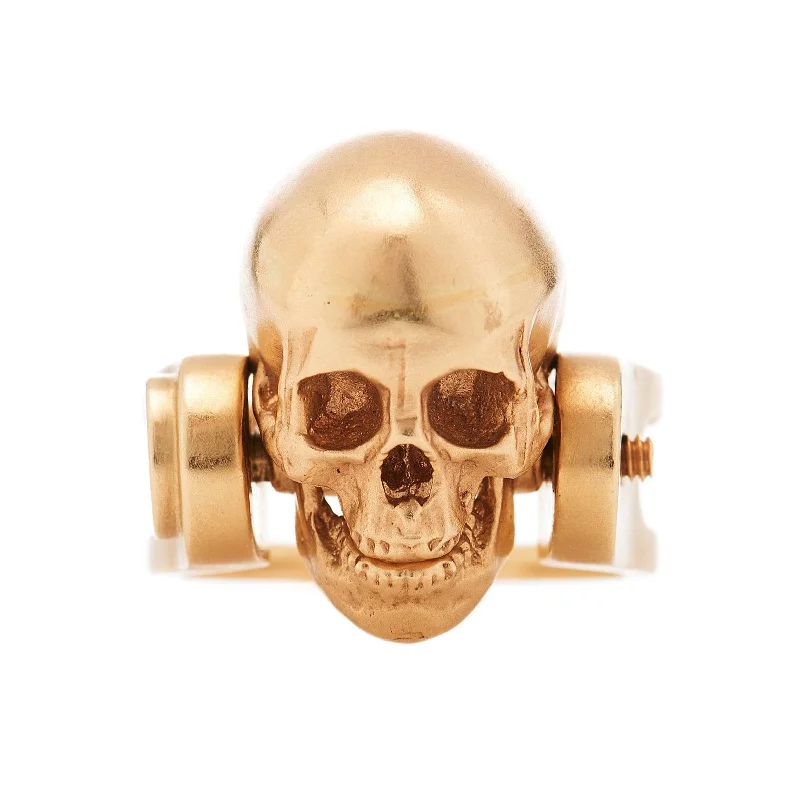 Modern Rose Gold Engagement Ring-Gold Skull With Moving Jaw Ring