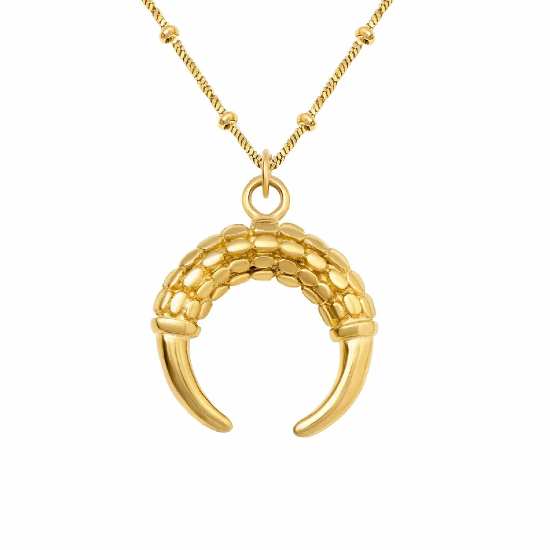 Gold Pendant Necklace-Leia Horn Necklace